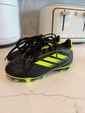 adidas Black and Neon Yellow Kids Soccer Cleats